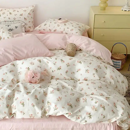 Soft Floral Satin Bedding Set and a Rose Print