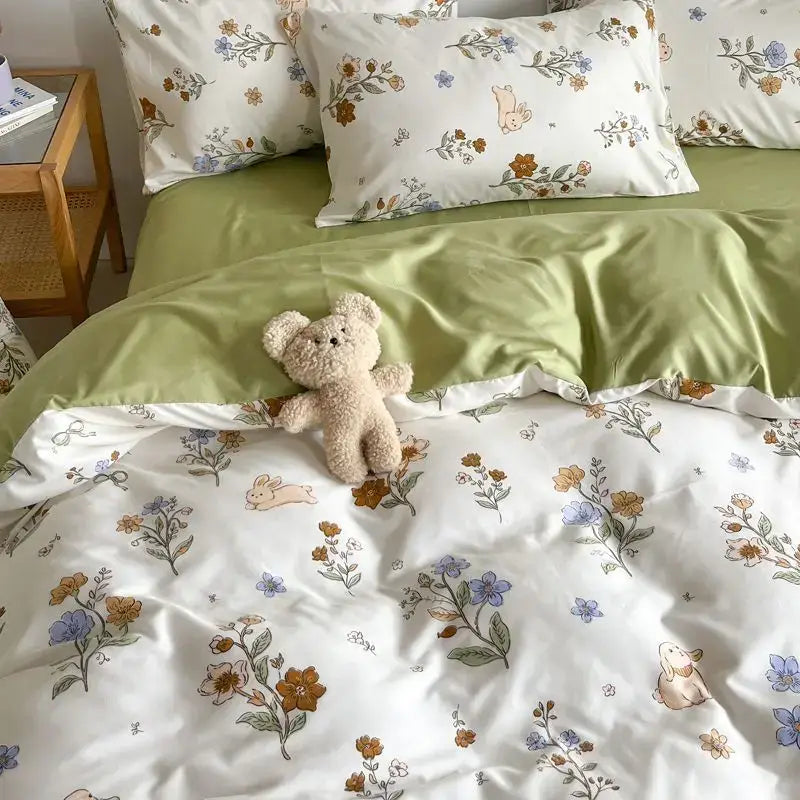 Soft Floral Satin Bedding Set and a Rose Print