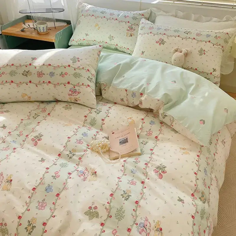 Soft Floral Satin Bedding Set and a Rose Print