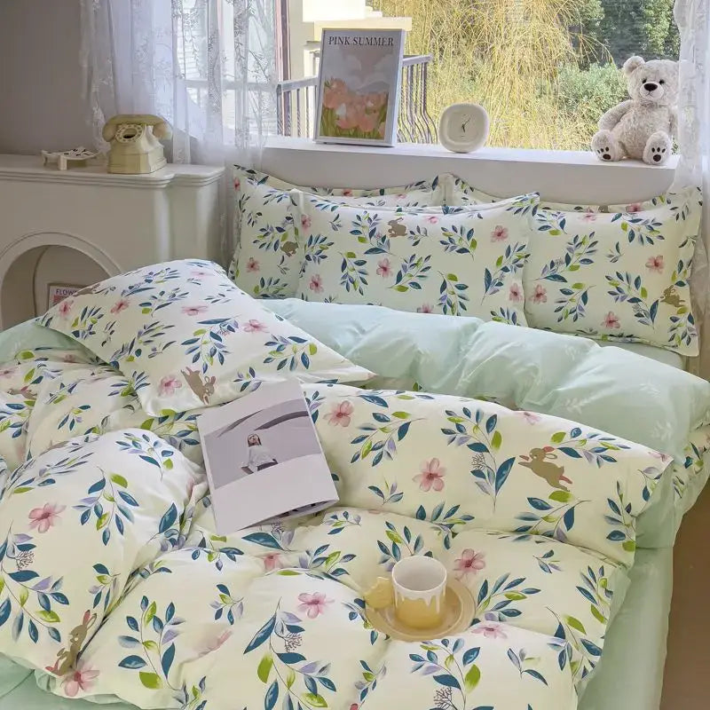 Soft Floral Satin Bedding Set and a Rose Print