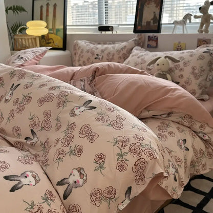 Soft Floral Satin Bedding Set and a Rose Print