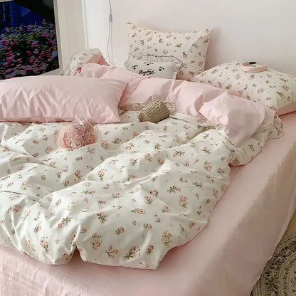 Soft Floral Satin Bedding Set and a Rose Print