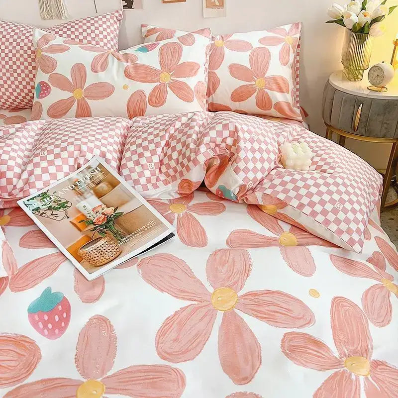 Soft Floral Satin Bedding Set and a Rose Print