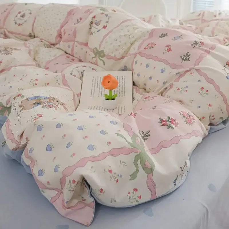 Pink Floral Duvet Cover Set and Pillowcases