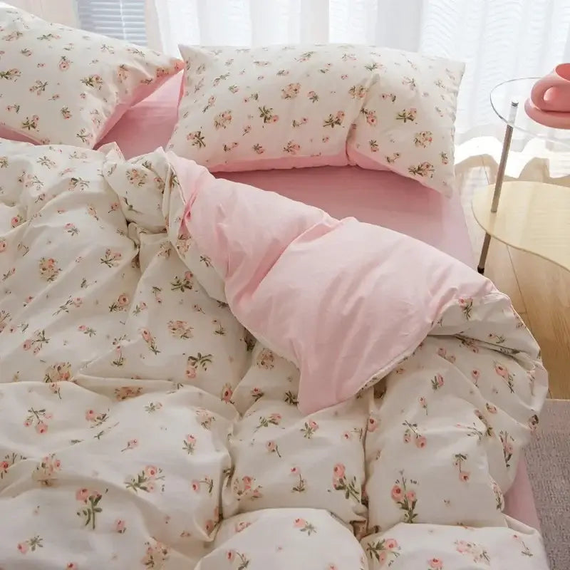 Pink Floral Duvet Cover Set and Pillowcases