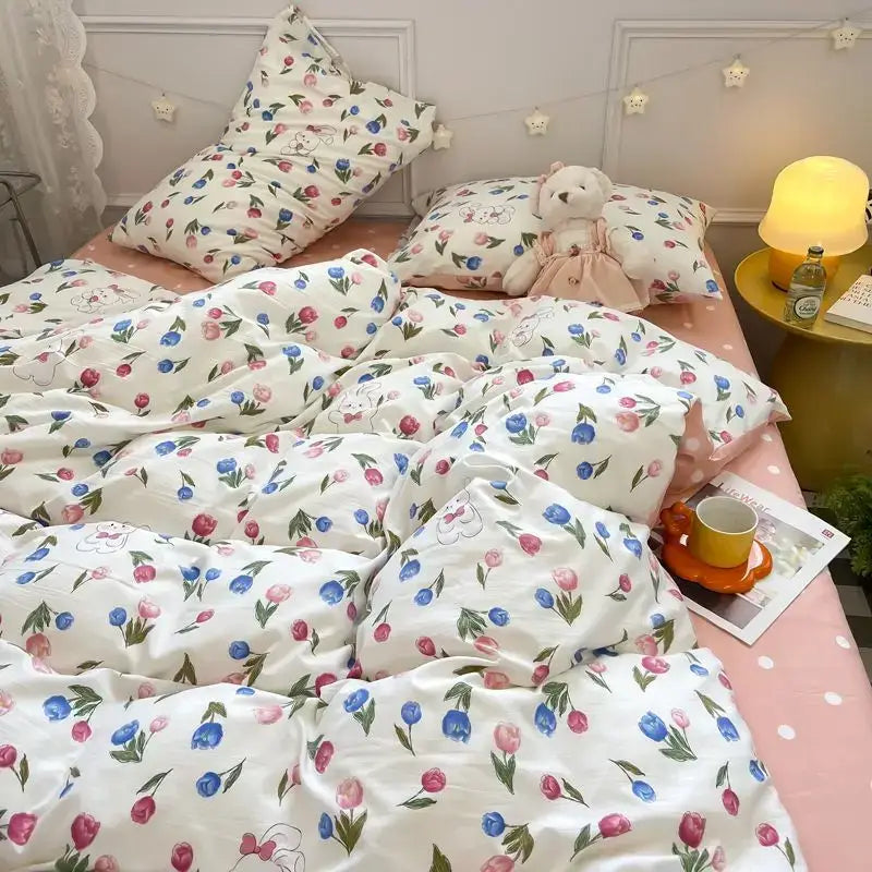 Pink Floral Duvet Cover Set and Pillowcases