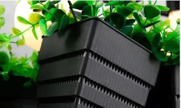 Industrial black metal planter light chandelier with stacked rectangular modules by Decorbites on Tampa Home & Garden Store