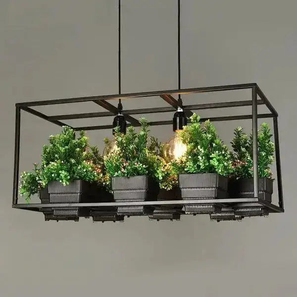 Decorbites industrial black metal planter chandelier with six pots on Tampa Home & Garden Store