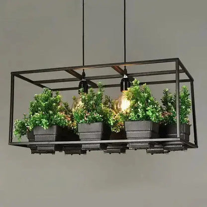 Decorbites industrial black metal planter chandelier with six pots on Tampa Home & Garden Store