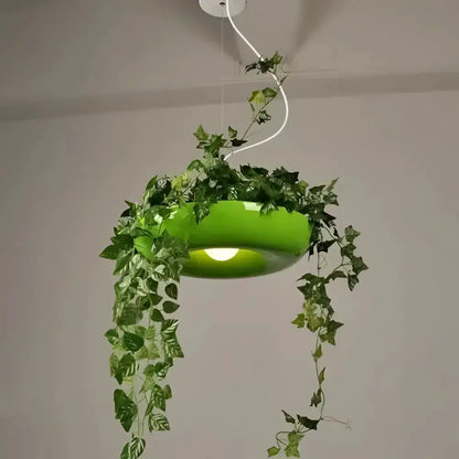 Green circular planter pendant light with ivy vines, Decorbites ceiling fixture on Tampa Home & Garden Store