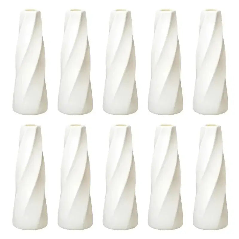 White twisted plastic vases by Decorbites, set of 10 for modern decor on Tampa Home & Garden Store