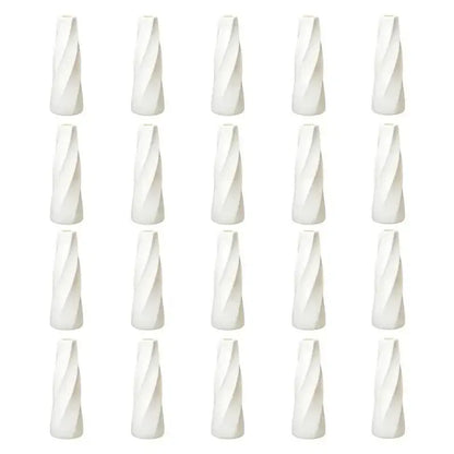 White twisted plastic vases set of 20 with spiral design on Tampa Home & Garden Store