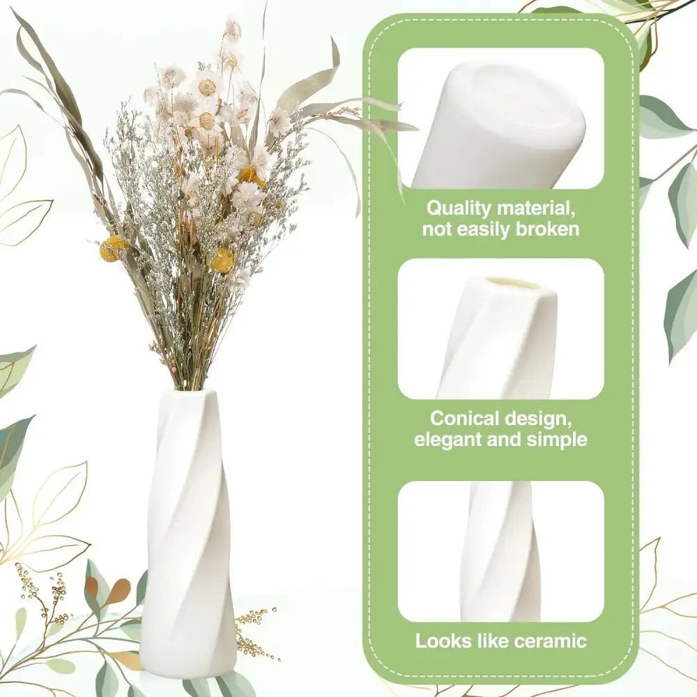White twisted plastic vase by Decorbites with dried floral arrangement on Tampa Home & Garden Store