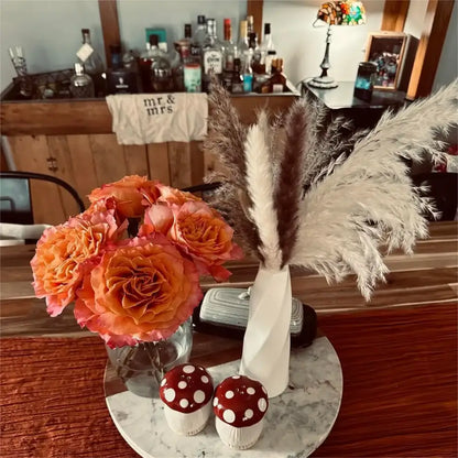 White twisted plastic vase by Decorbites with dried pampas grass arrangement on Tampa Home & Garden Store