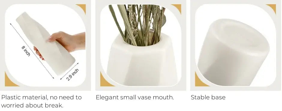Decorbites white twisted plastic vases set, sturdy plastic, small vase mouth, stable base on Tampa Home & Garden Store
