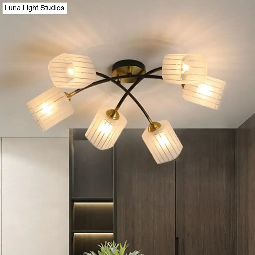Black Gold Glass Ceiling Light sixarm brass flush mount with ribbed glass shades Decorbites on Tampa Home & Garden Store