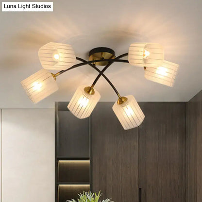 Black Gold Glass Ceiling Light sixarm brass flush mount with ribbed glass shades Decorbites on Tampa Home & Garden Store