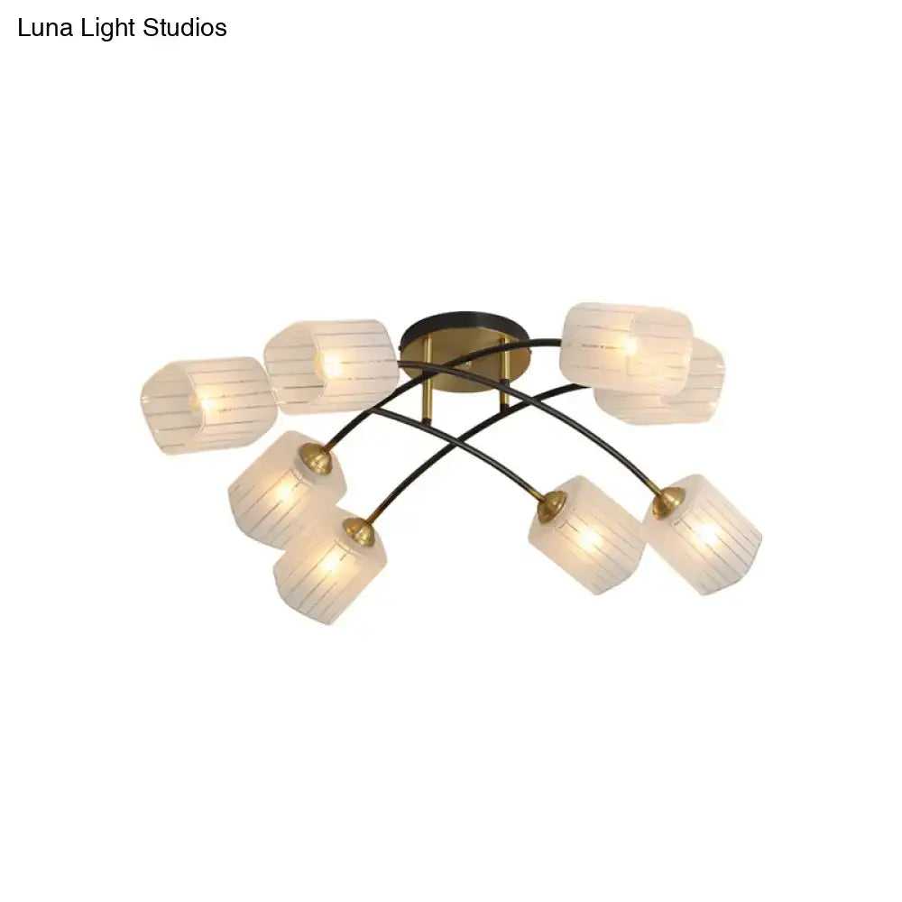 Black Gold Glass Ceiling Light fixture with black arms and frosted white glass shades on Tampa Home & Garden Store