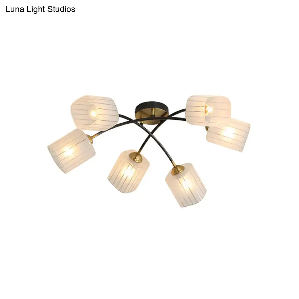 Black Gold Glass Ceiling Light flush mount with five ribbed glass shades on Tampa Home & Garden Store