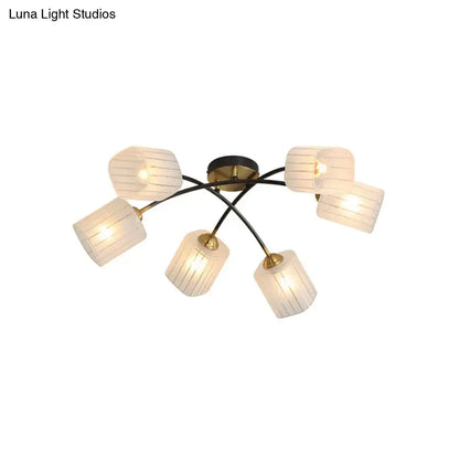 Black Gold Glass Ceiling Light flush mount with five ribbed glass shades on Tampa Home & Garden Store