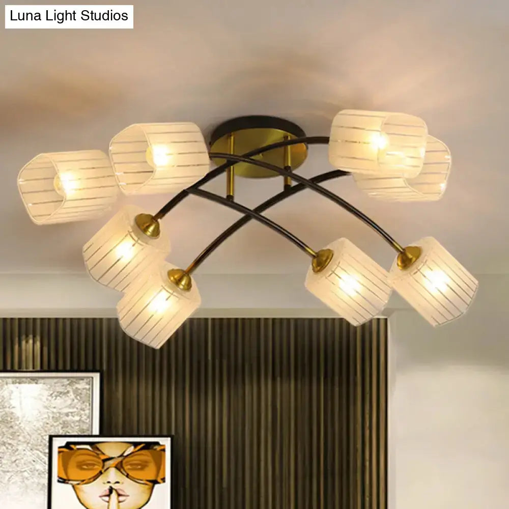 Black Gold Glass Ceiling Light 8-light flush-mount with brass accents glass shades Decorbites on Tampa Home & Garden Store
