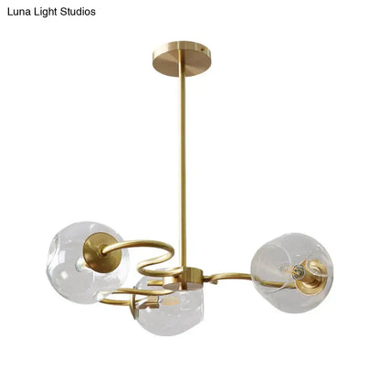 Brass Glass Globe Flush Mount light fixture with three clear glass globes and brass finish on Tampa Home & Garden Store