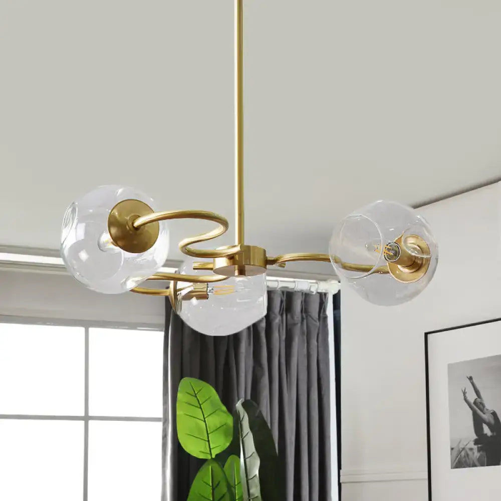 Brass Glass Globe Flush Mount light by Decorbites, gold-tone metal with clear glass globes on Tampa Home & Garden Store