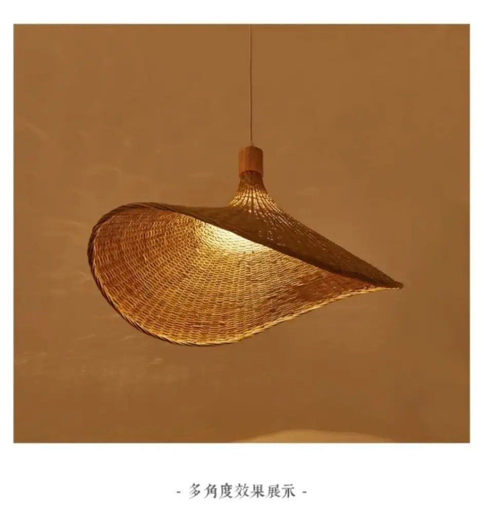 Pendant light Decorbites woven golden brown rattan with dimmable bamboo shade for dining room on Tampa Home & Garden Store
