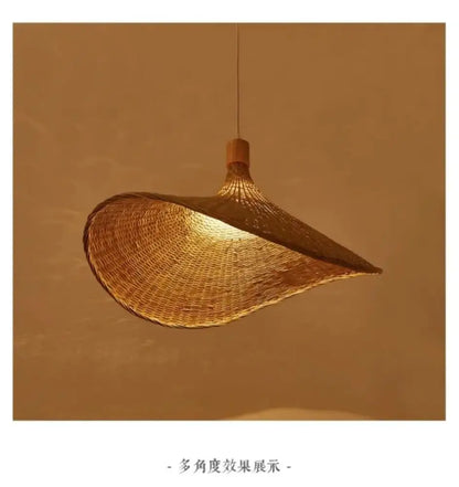 Pendant light Decorbites woven golden brown rattan with dimmable bamboo shade for dining room on Tampa Home & Garden Store