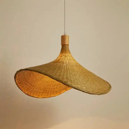 Pendant light Decorbites: woven golden brown rattan with dimmable bamboo shade on Tampa Home & Garden Store