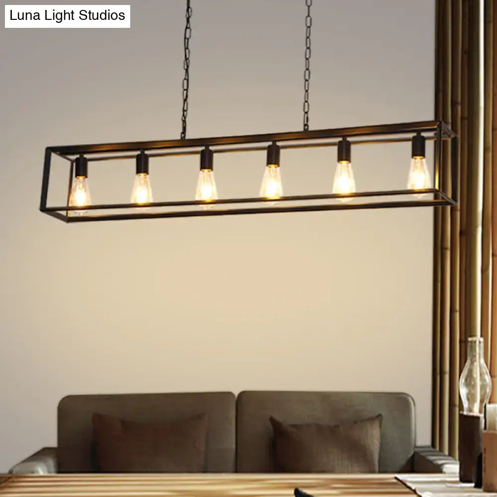 Brass Rectangle Island Light five-light pendant fixture by Decorbites on Tampa Home & Garden Store