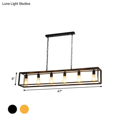 Brass Rectangle Island Light pendant by Decorbites, five Edison bulbs, 47in long, dual chain on Tampa Home & Garden Store