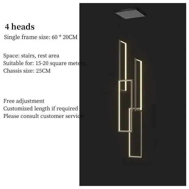 Chandelier Decorbites 4-head black and gold rectangle LED for living room on Tampa Home & Garden Store