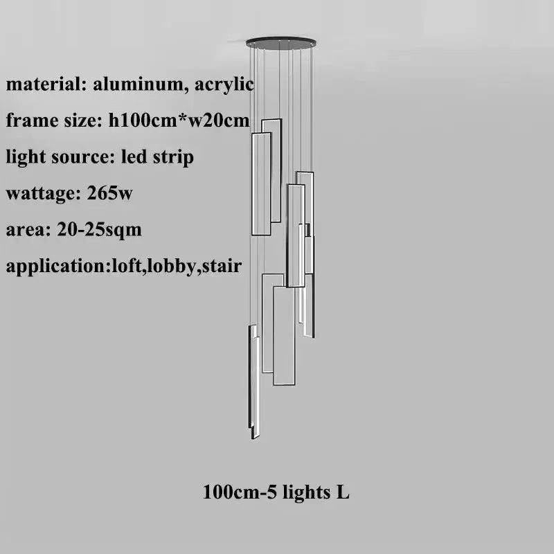 Modern black and gold rectangle LED chandelier, five-light living room fixture on Tampa Home & Garden Store