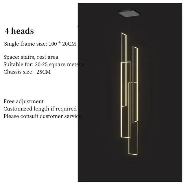 Chandelier: modern black & gold rectangle LED, 4-head fixture by Decorbites on Tampa Home & Garden Store
