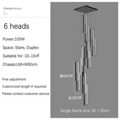 Chandelier Decorbites modern black & gold rectangle LED with six frames, ceiling mount on Tampa Home & Garden Store