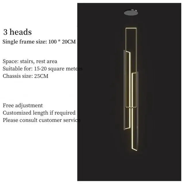 Chandelier Decorbites 3-heads black and gold rectangle LED fixture for living room on Tampa Home & Garden Store