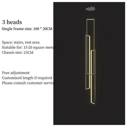 Chandelier Decorbites 3-heads black and gold rectangle LED fixture for living room on Tampa Home & Garden Store