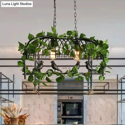 Retro Birdcage Island Light Fixture in Black