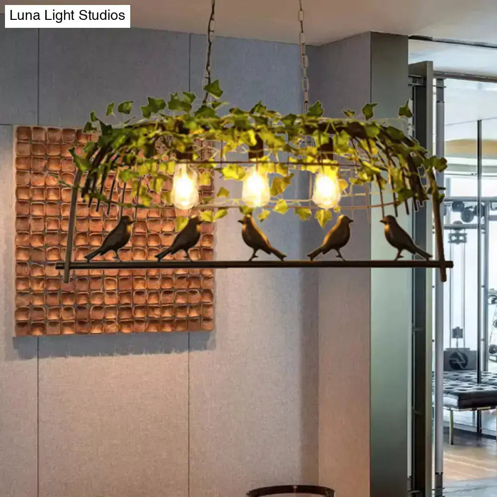 Retro Birdcage Island Light Fixture in Black