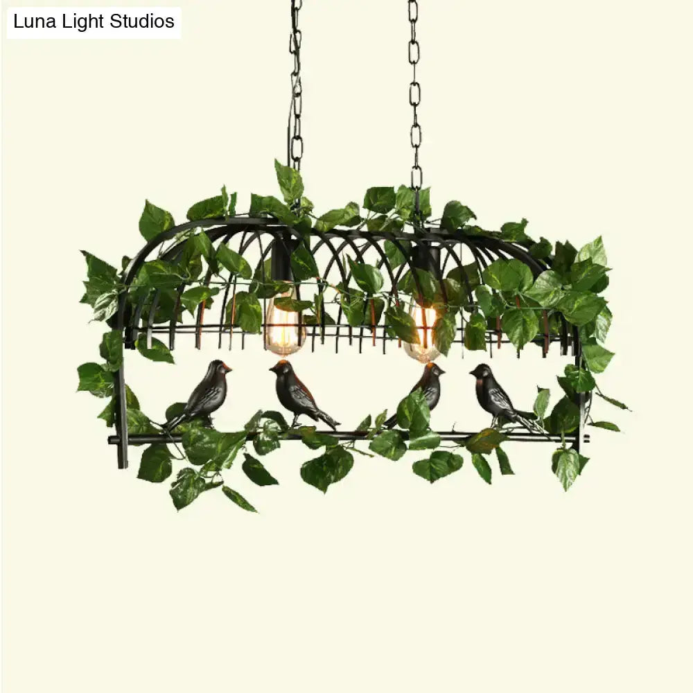 Retro Birdcage Island Light Fixture in Black