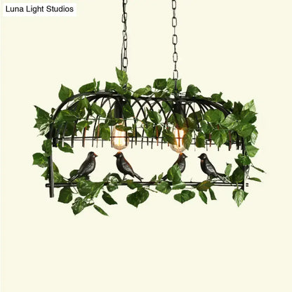 Retro Birdcage Island Light Fixture in Black