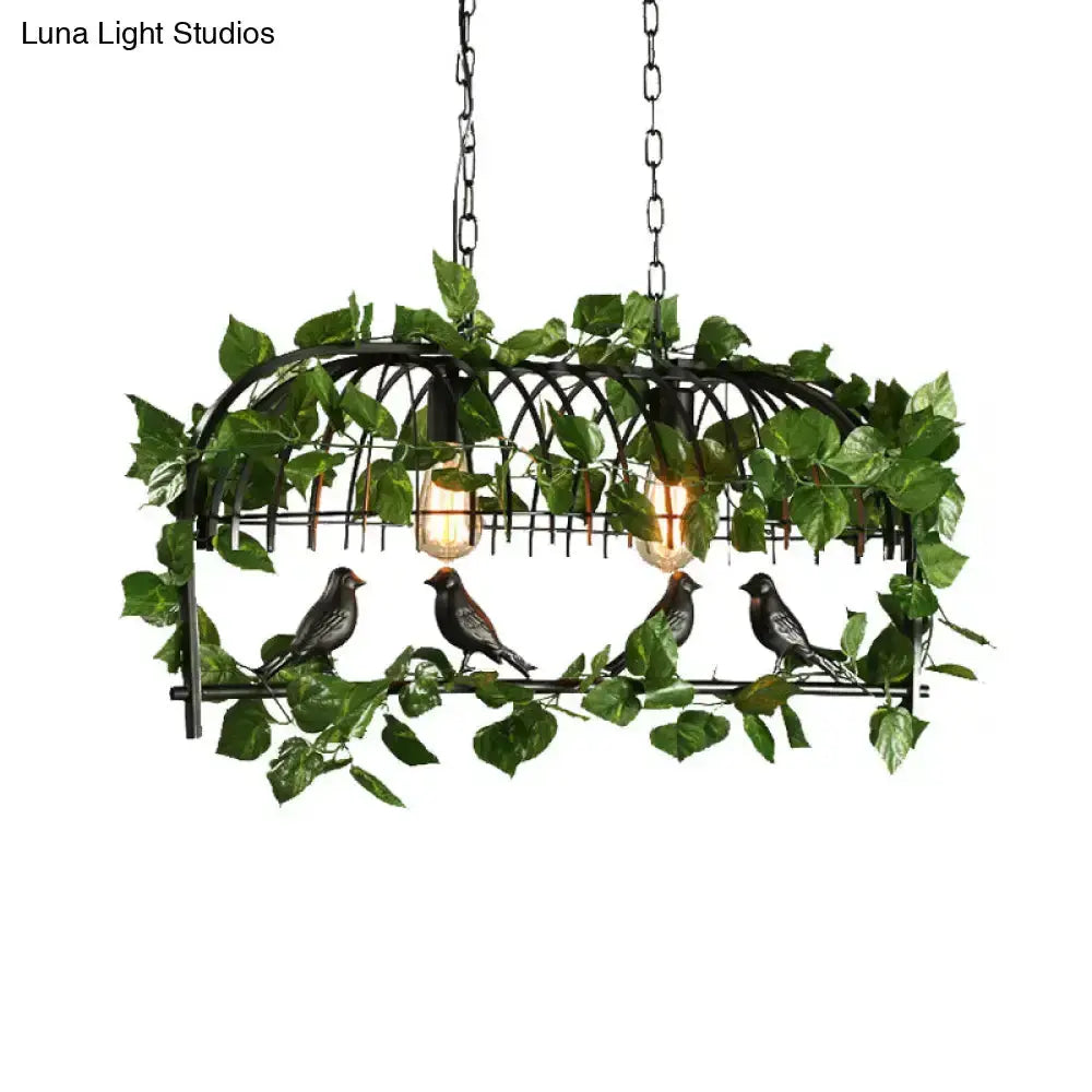 Retro Birdcage Island Light Fixture in Black