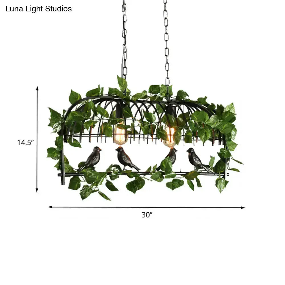 Retro Birdcage Island Light Fixture in Black