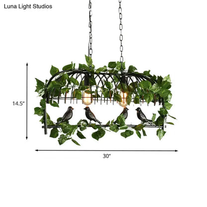 Retro Birdcage Island Light Fixture in Black