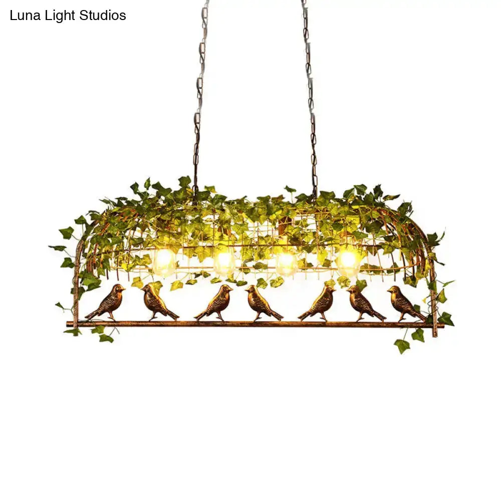 Retro Birdcage Island Light Fixture in Black
