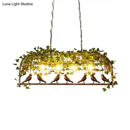 Retro Birdcage Island Light Fixture in Black