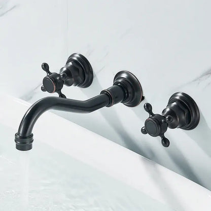 Antique brass wall faucet with cross handles, wall-mounted bathroom faucet by Decorbites on Tampa Home & Garden Store