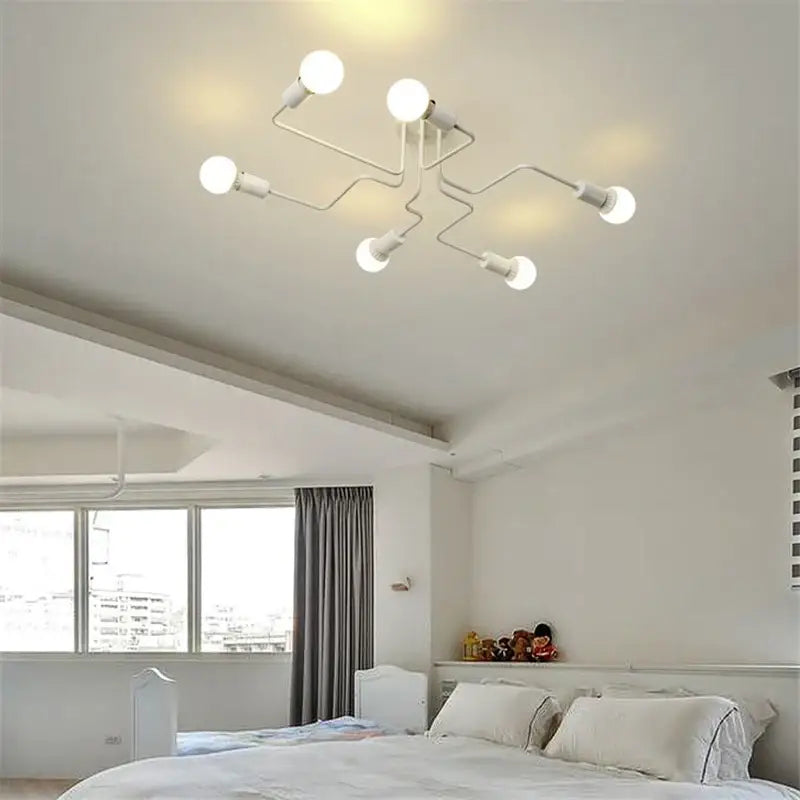 Wrought Iron Ceiling Fixture flush mount light six-light white metal Decorbites on Tampa Home & Garden Store