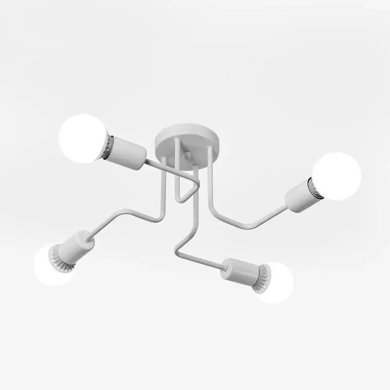 Wrought iron ceiling fixture flush mount in white with four bulbs by Decorbites on Tampa Home & Garden Store